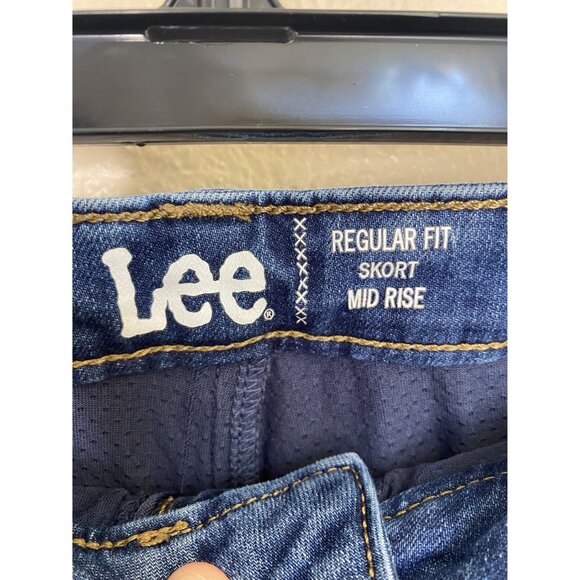 Lee Womens Denim Mid rise Skort 18M regular fit jean button zipper polyester - Picture 3 of 7